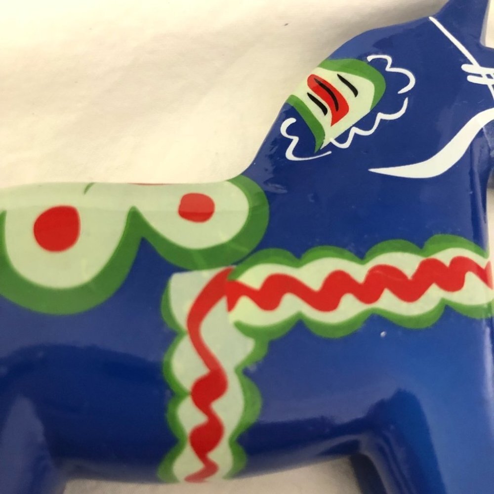 Vntage Akta Hemslojd Painted Swedish Dala Horse Wooden blue 10cm Authen… - Picture 8 of 9